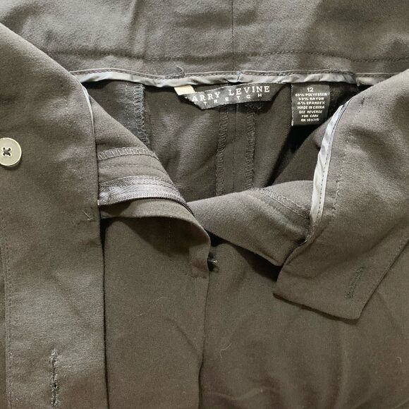 Larry Levine Pants Women 12 Stretch Black Flat Front Corpcore Casual Office Work - Picture 9 of 12